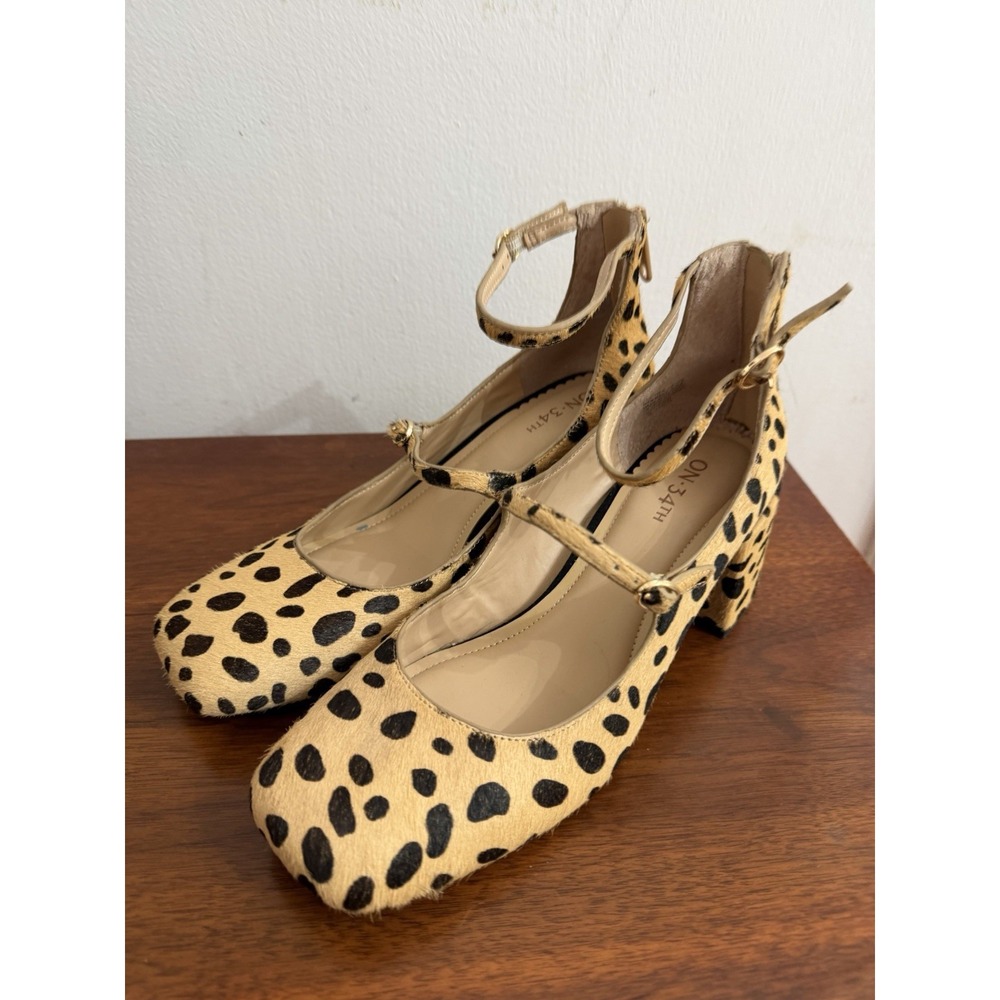On 34th Women's Tonii Cowhide Mary-Jane Ankle-Strap Block Heel Pumps 7.5M $100